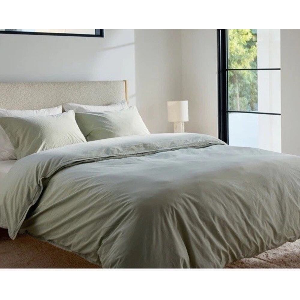 $220 PARACHUTE 100% Percale Cotton Duvet Cover Full/ QUEEN Sage Green NEW